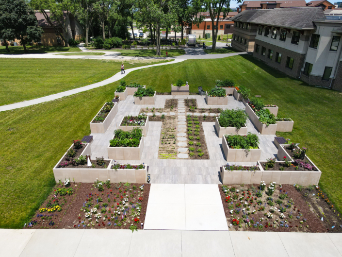 Spiritual Garden Sanctuary - Cross Shaped Garden Bed Raised View