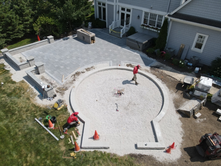 Pewaukee Nightscape Patio & Fireside Retreat - Before Hardscape Renovation
