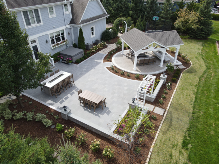 Pewaukee Nightscape Patio & Fireside Retreat - After Hardscape Renovation