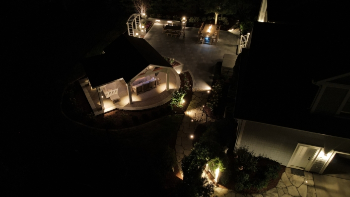 Pewaukee Nightscape Patio & Fireside Retreat - After Hardscape Renovation