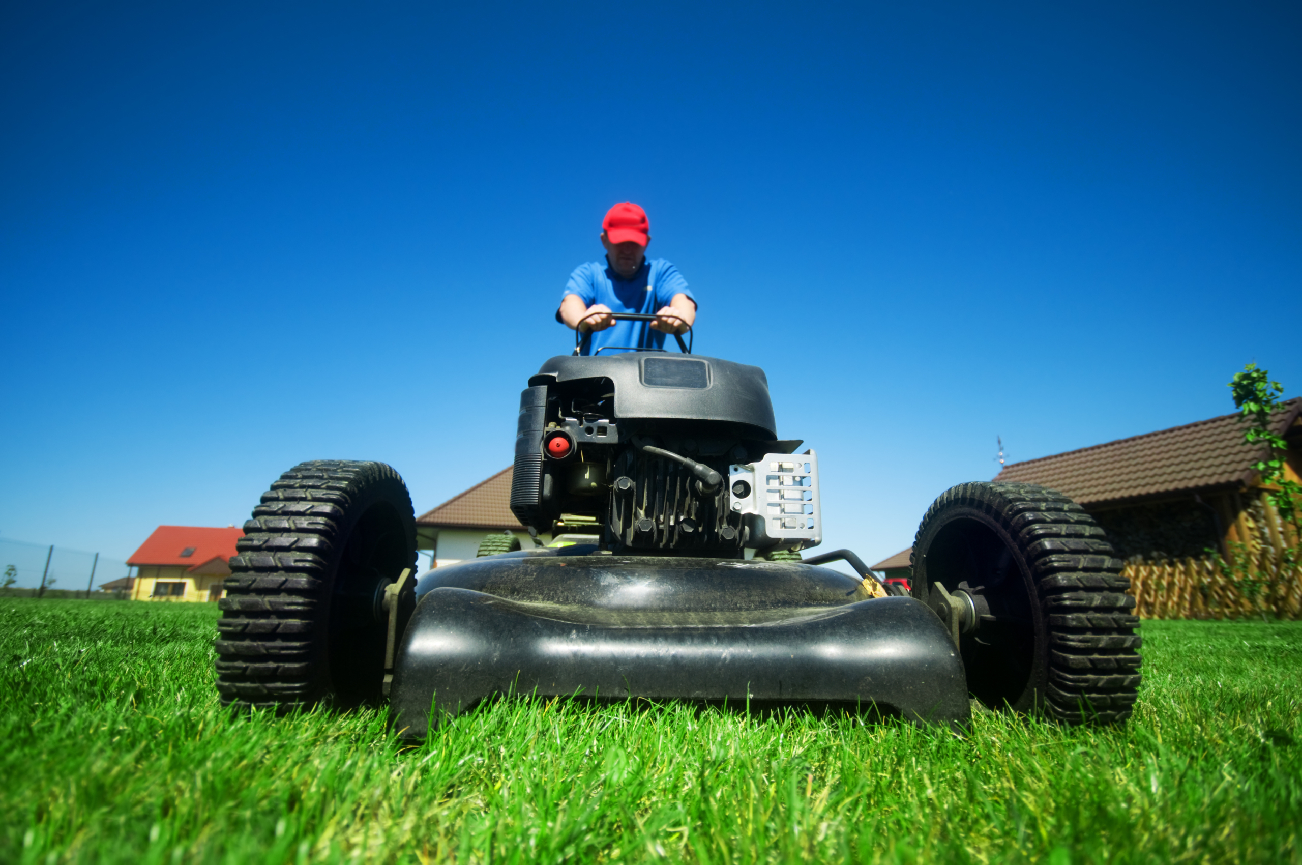 man mowing the lawn