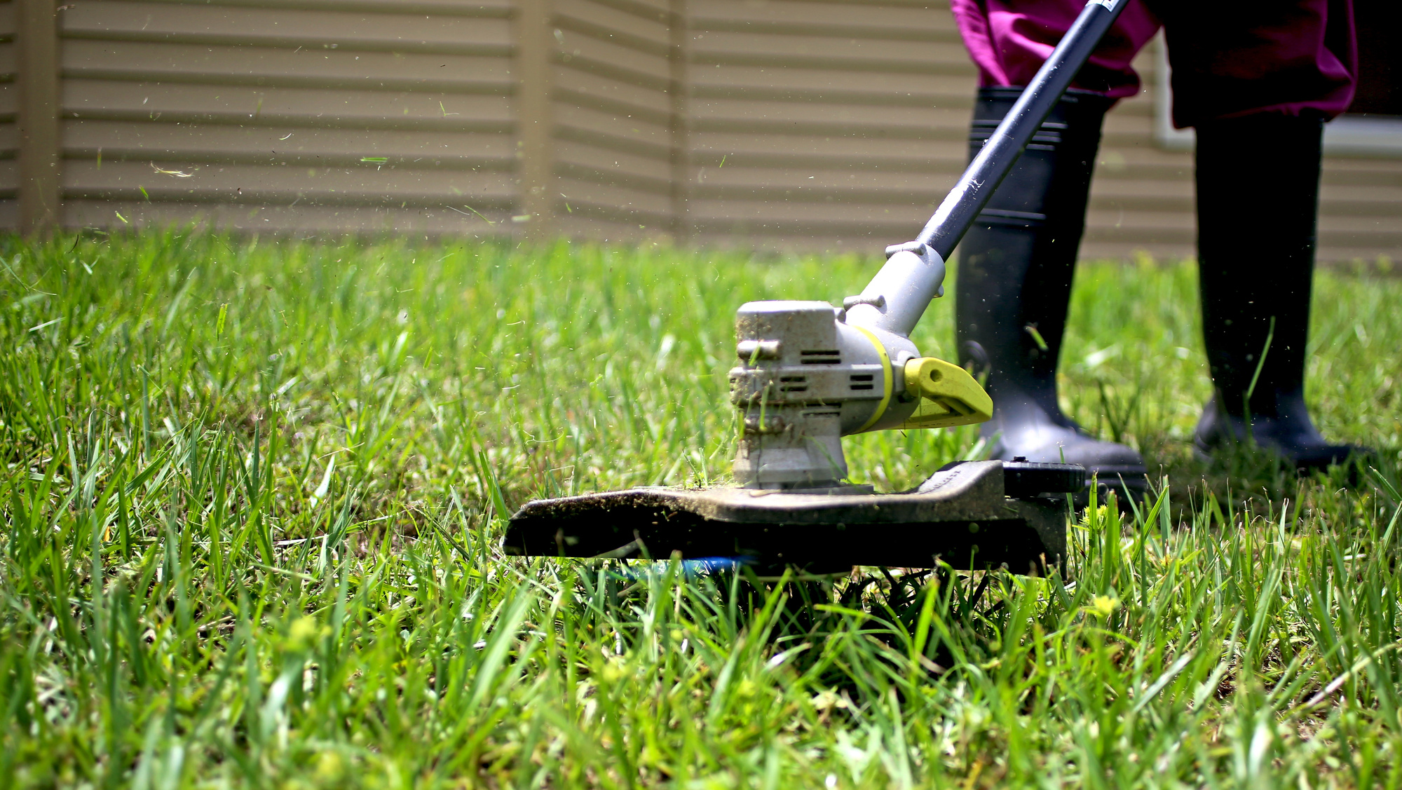 someone trimming grass