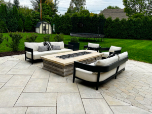 Backyard patio and fire pit landscaping